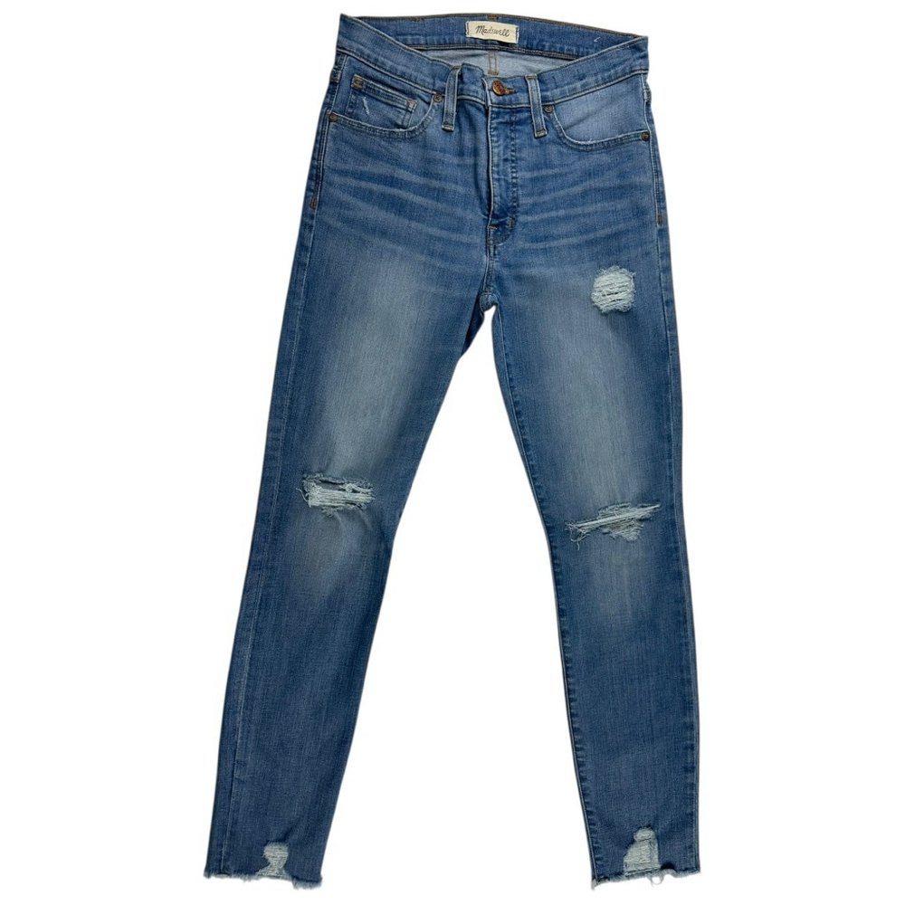 Madewell 9” High Rise Skinny Distressed Jeans Women’s Size 27 Blue Denim
